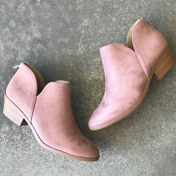 Last 1! Soda Faux Suede Blush bootie w/back zipper - Picture 2 of 5